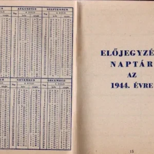 Előjegyzési naptár az 1944. évre Szezonális akció