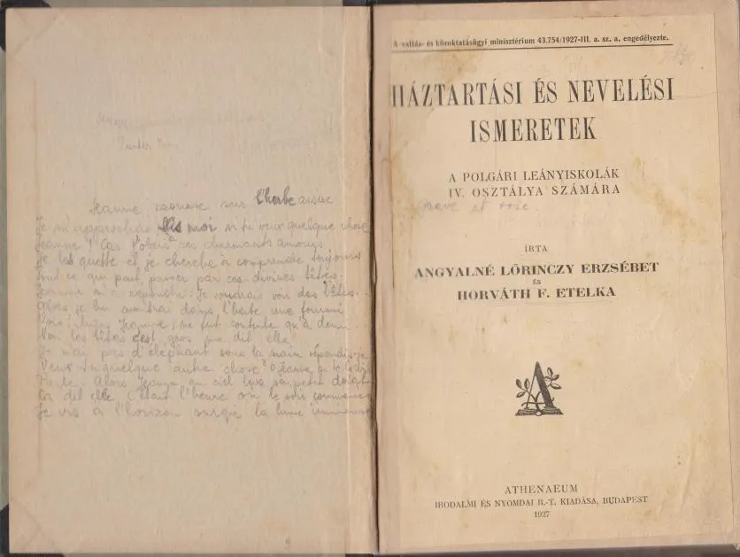 Prémium Angyalné Lőrinczy Erzsébet, Horváth F. Etelka: Háztartási és nevelési ismeretek