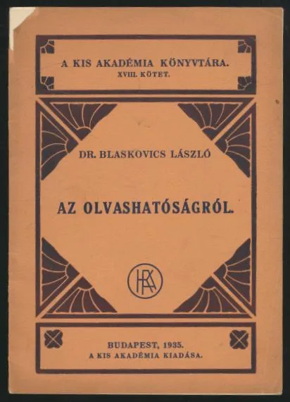 Dr. Blaskovics László: Az olvashatóságról Árengedmény